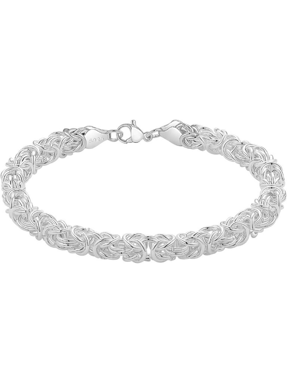 Chunky 925 Sterling Silver Byzantine Bracelet - Handmade Jewelry Gift for Her